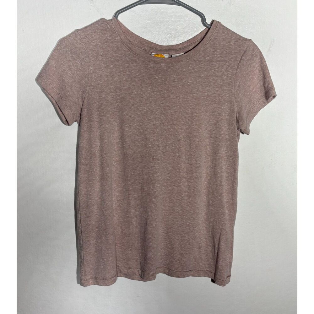 C&C California Womens XS T-Shirt Dusty Rose Mauve Slub Short Sleeve Crew Neck